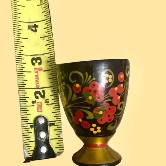 Vintage Russian Khokhloma Folk Art Wooden Hand Painted Serving Tray and Cups - Picture 6 of 13